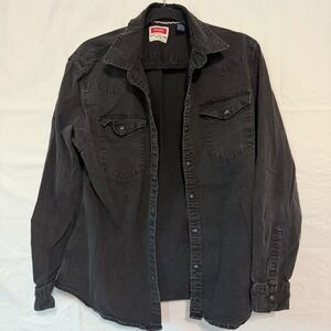 Wrangler Men's Casual Button Down Shirt - Black